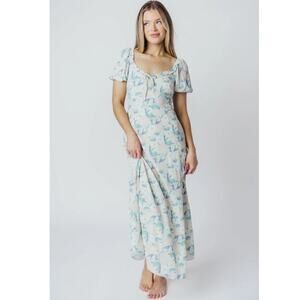 ASTR Madeline Puffed Sleeve Midi Dress Size Medium